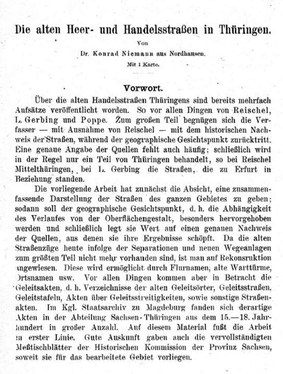 Konrad Niemann - Die alten Heer- und Handelsstraßen in Thüringen