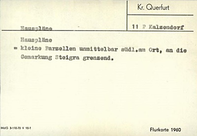 Gemarkung Kalzendorf - Flurkarten 1960